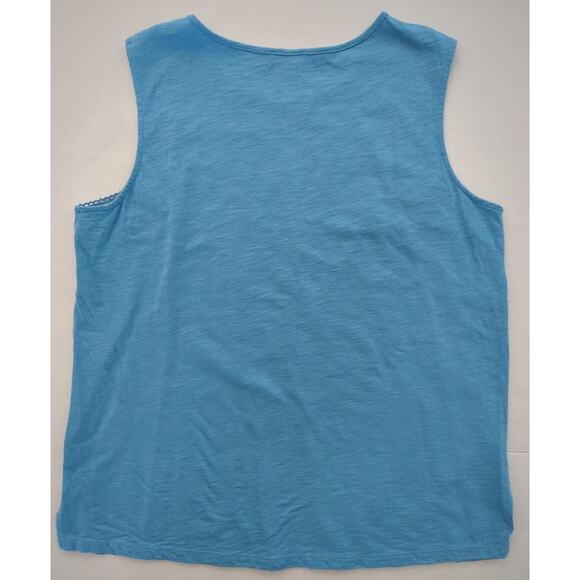 Ann Taylor Sky Blue Linen Cotton Blend Sleeveless Embroidered Top Women's Size M - Picture 6 of 6